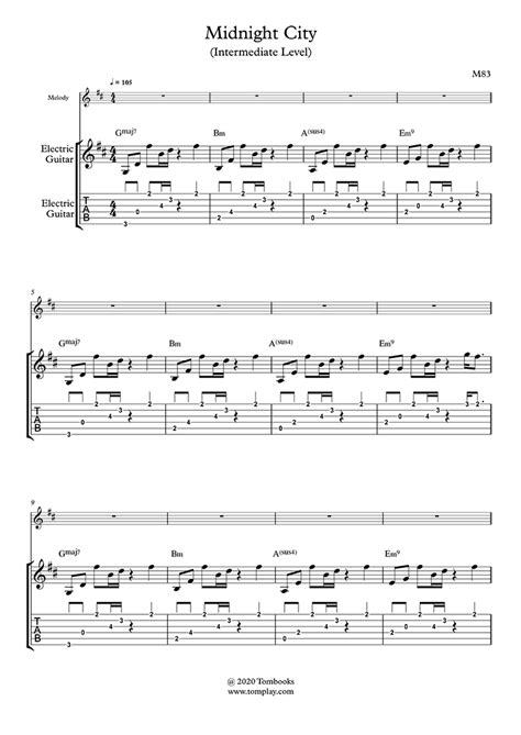An intermediate guitar would be something like a fender acoustic electric priced around $300.00. Guitar Sheet Music Midnight City (Intermediate Level, Electric Guitar, with Orchestra) (M83)