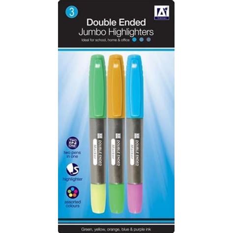 Igd Double Ended Jumbo Highlighter Pens Pack Of 3