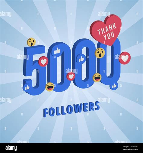 Social Media Banner With Thank You For 5000 Followers Blue Card With