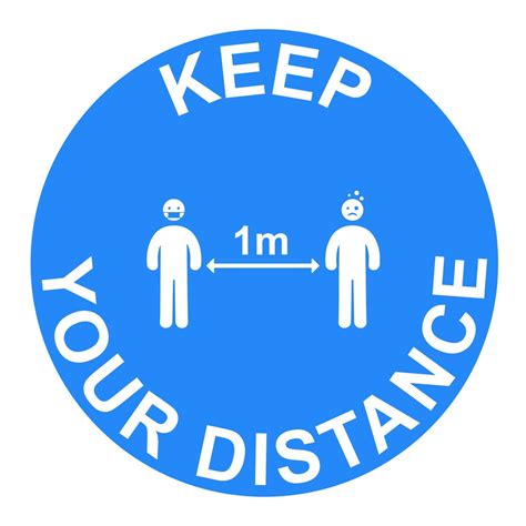 Keep Your Distance 1m Instructional Floor Vinyl Sticker Blue Displaypro