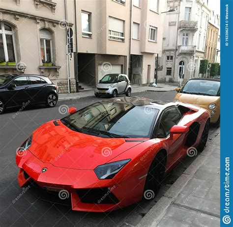 Luxembourg Luxembourg Oct 11 2019 Lamborghini Aventador Parked In