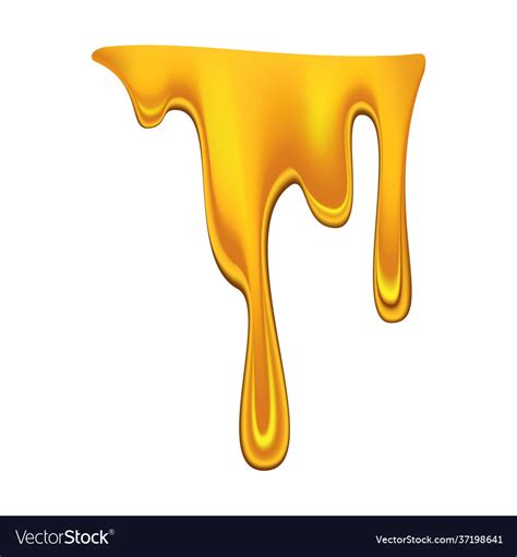 Honey Dripping On White Background Golden Flow Vector Image