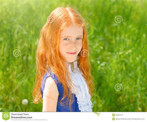 red haired girl in a sunny garden stock image image of cute tenderness 52054715