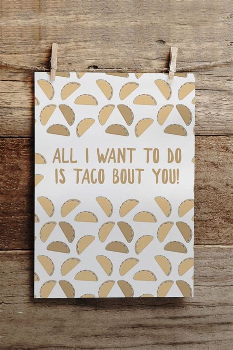 Taco Card Taco Valentines Funny Love Card Punny Card Love Cards Him Unique Valentines Taco