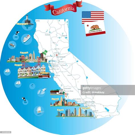 Cartoon Map Of California High Res Vector Graphic Getty Images