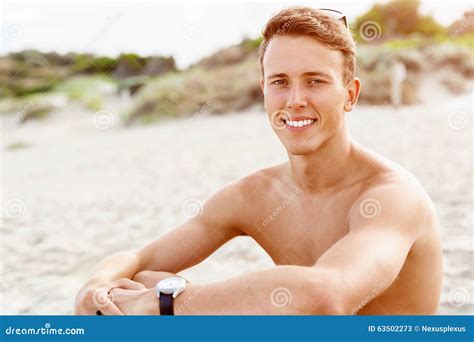 Handsome Man Posing At Beach Stock Image Image Of Male Summer
