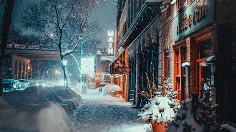 Download 1920x1080 Winter Town Urban Storm Blizzard Snow