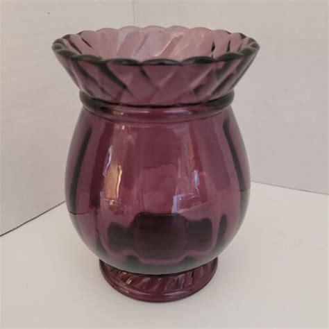 Fenton Amethyst Purple Glass Vase Ribbed Optic Diamond Criss Cross 4 75 Stampのebay公認海外通販｜セカイモン