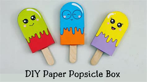 Diy How To Make Paper Popsicle Box Paper Craft Paper Popsicle 3d