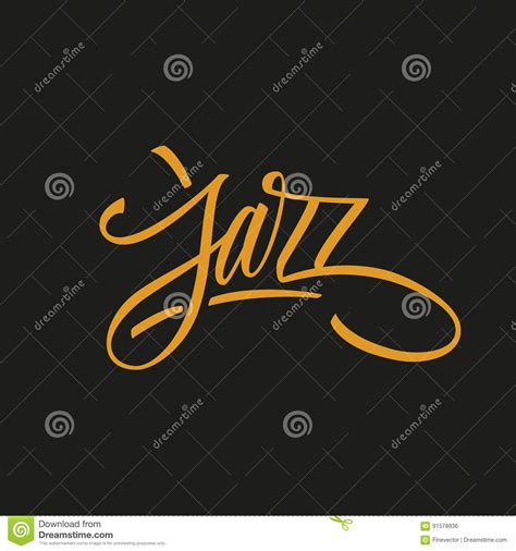 Handwritten Word Jazz Hand Drawn Lettering Calligraphic Element For