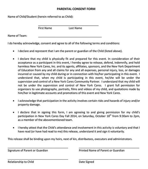 Free Consent Forms And Templates 16 Types