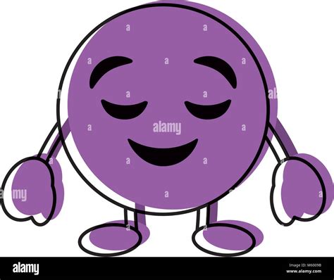 Purple Emoticon Cartoon Face Grinning Closed Eyes Character Stock Vector Image And Art Alamy