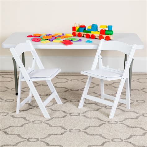 Flash Furniture Kids Folding Chairs With Padded Seats Set Of 2 White