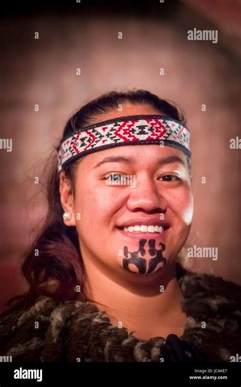 North Island New Zealand May 17 2017 Portrait Of Tamaki Maori Man With Traditionally Tatooed