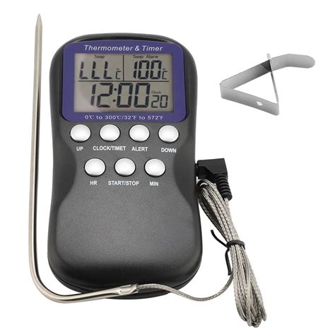Mgaxyff Digital Food Thermometer Wire Probe Timer Electronic