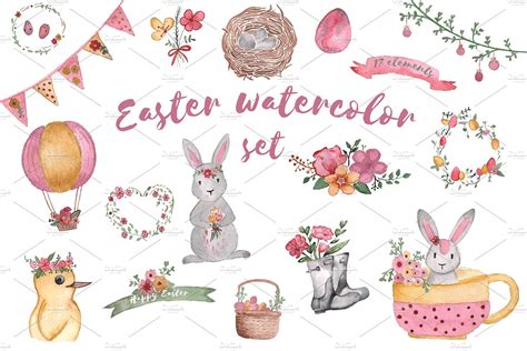 Easter Watercolor Set Illustrations ~ Creative Market