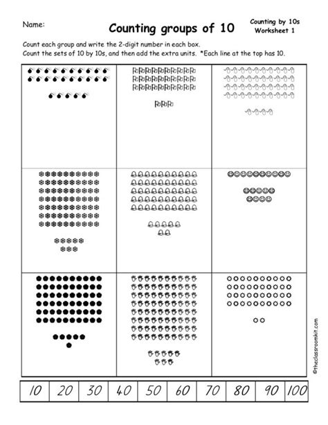 Counting Groups Of Ten 1 Worksheet For Kindergarten 2nd Grade