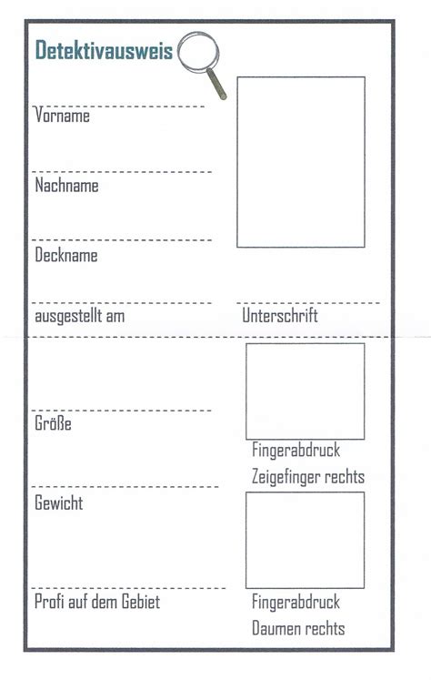 Sie können den organspendeausweis als plastikkarte, in verschiedenen sprache sowie informationsflyer zum organspendeausweis kostenfrei bestellen. Detektivausweis | Detektivausweis, Kindergeburtstag ...