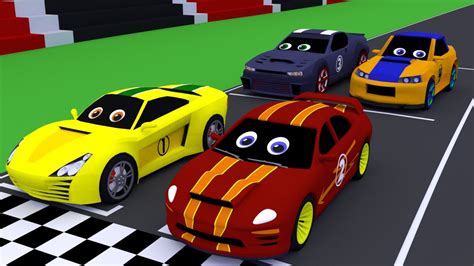 Racing Cars Will Drive In The Ring Track Cartoon For Children About