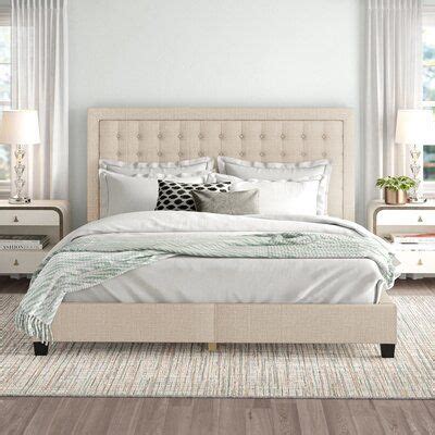 Solid wood legs in a walnut. Isolde Grid-tufted Upholstered Panel Bed Size: Full, Color ...