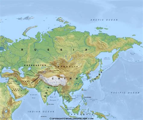 Printable Asia Physical Map World Map Blank And Printable