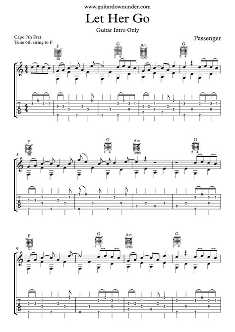 Let Her Go Chords And Lyrics By Passenger Includes Correct Guitar Tab