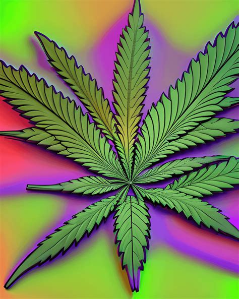 Neon Cannabis Leaf 3d Graphic · Creative Fabrica