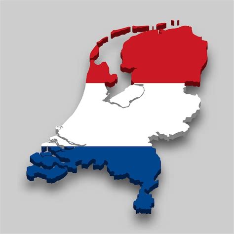 premium vector 3d map of netherlands with national flag