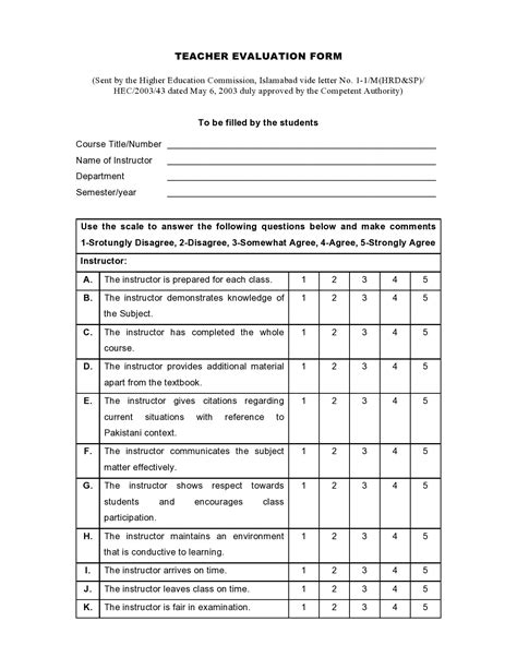 Printable Teacher Evaluation Forms Free ᐅ TemplateLab