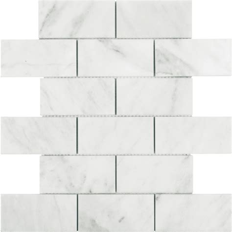 Shop allen + roth Venatino Polished Natural Stone Mosaic Subway Wall