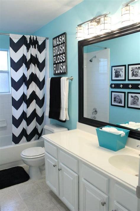 The black and white color scheme is popular in contemporary bathrooms but also warm woods, sophisticated grays, or vibrant colors like blue, red scandinavian bathrooms harmonized beautifully the natural materials, bright whites, and soft neutral shades but also you may see the blacks in some. Black white blue bathroom | Decorating ideas | Pinterest
