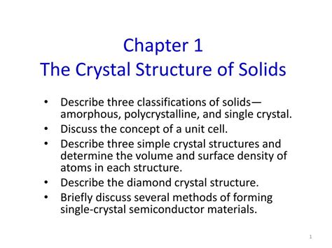 Ppt Chapter 1 The Crystal Structure Of Solids Powerpoint Presentation