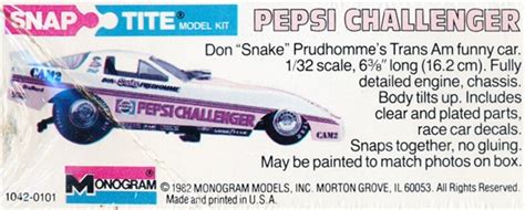 Don Snake Prudhommes Pepsi Challenger Trans Am Funny Car Funny Car