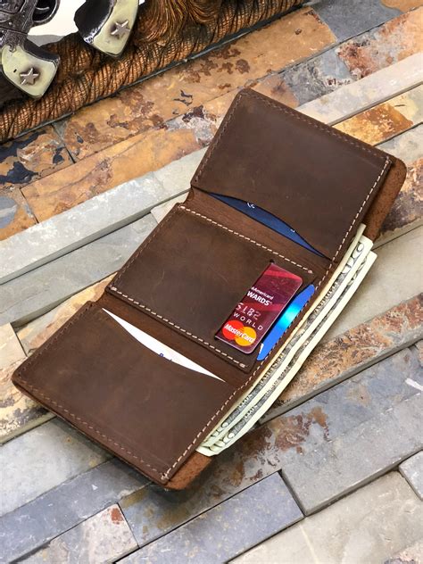 Trifold Mens Wallet Mens Leather Trifold Wallet Made Etsy