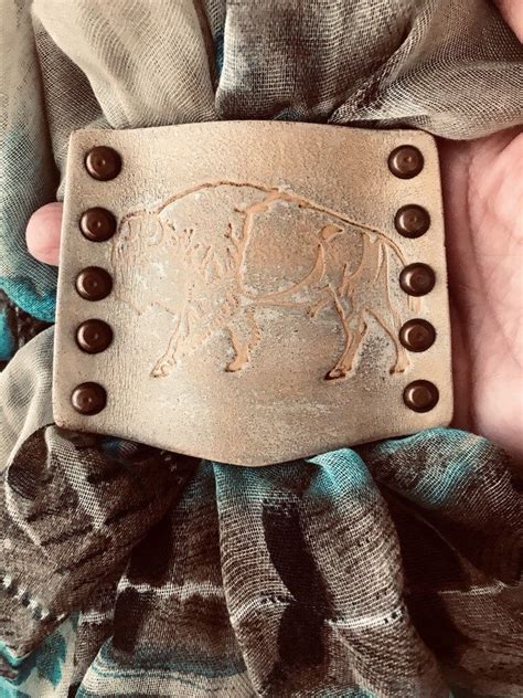 Leather Bandana Slide Buffalo Stamped Handmade Ts Etsy Handmade