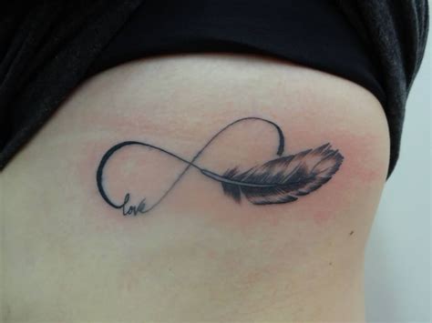 Simple Love Infinity Feather Tattoo Design On Side Rib 1600×1200