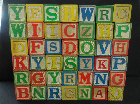 Lot Of Vintage Wooden Abc Blocks 42 In All Wooden Abc Blocks Abc