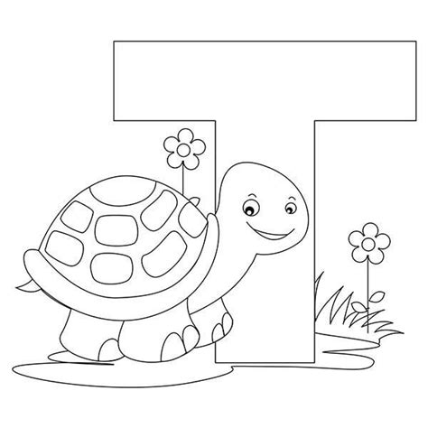 600 x 735 file type: Preschool Kids Learn Letter T Is For Turtle Coloring Page ...