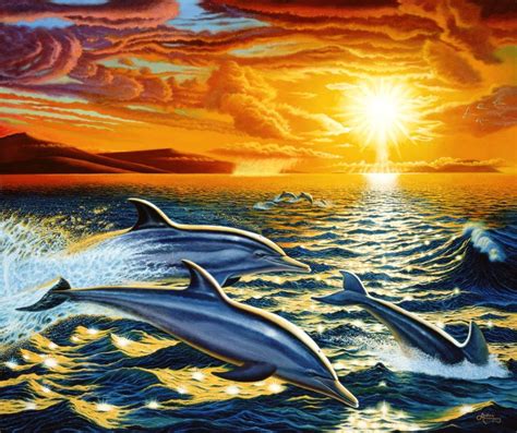 Pin By Pipper Fondren On Dolfins Sunset Painting Dolphins Diamond