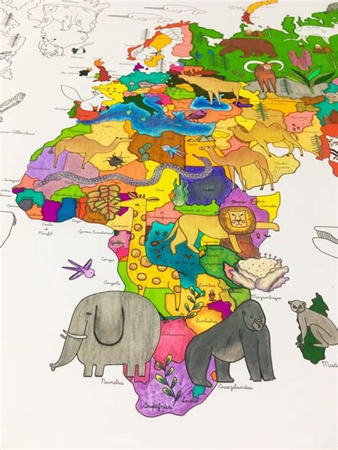 Colorable World Map Print Mappin