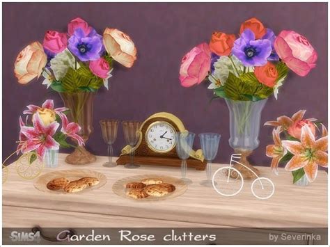 Sims 4 Ccs The Best Garden Rose Clutters By Severinka Dekor Rosen