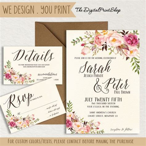 Printable Rustic Chic Garden Wedding Invite By Digitalprintshop