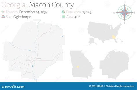 Map Of Macon County In Georgia Stock Vector Illustration Of Sign