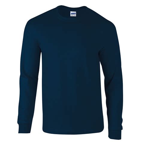 Gildan Long Sleeve T Shirt Navy Blue Basic Tee S 5xl Mens Ultra Cotto