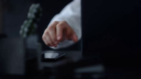 Closeup Businessman Hand Taking Smartphone Handsome Professional