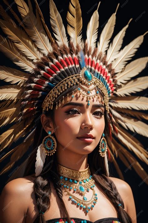 Premium Ai Image Beautiful Sexy Native American Woman In Traditional Tribal Costume