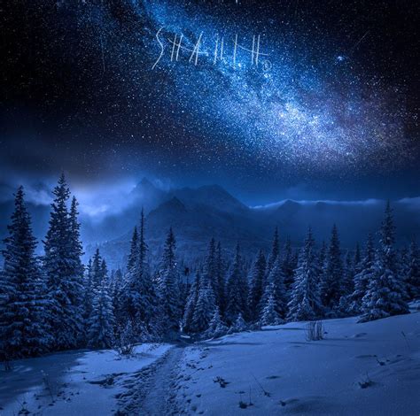 Milky Way And Mountains In Winter Milky Way And Tatras Mountains In