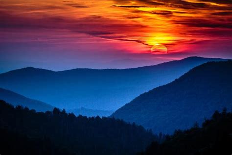 Great Smoky Mountains National Park Scenic Sunset Landscape Vacation