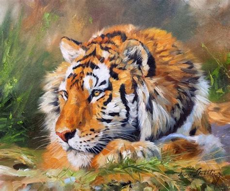 Tiger Wildlife Art Painting By David Stribbling Uk Artist Big Cats