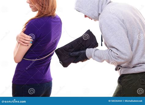 Thief Steals Woman S Purse Stock Photo Image Of Shot 58336444